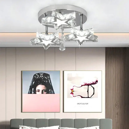 Modern black & clear crystal led ceiling chandelier living room light