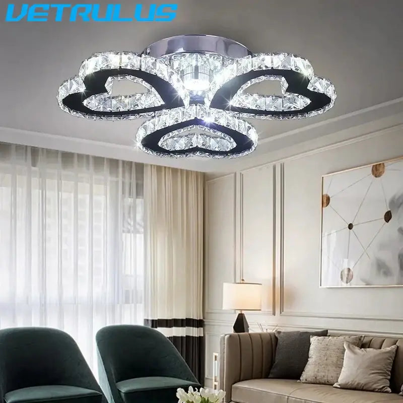 Modern black & clear crystal led ceiling chandelier living room light