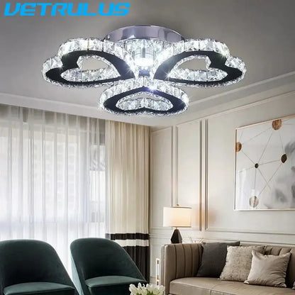 Modern black & clear crystal led ceiling chandelier living room light