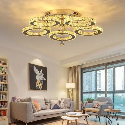Modern black & clear crystal led ceiling chandelier living room light