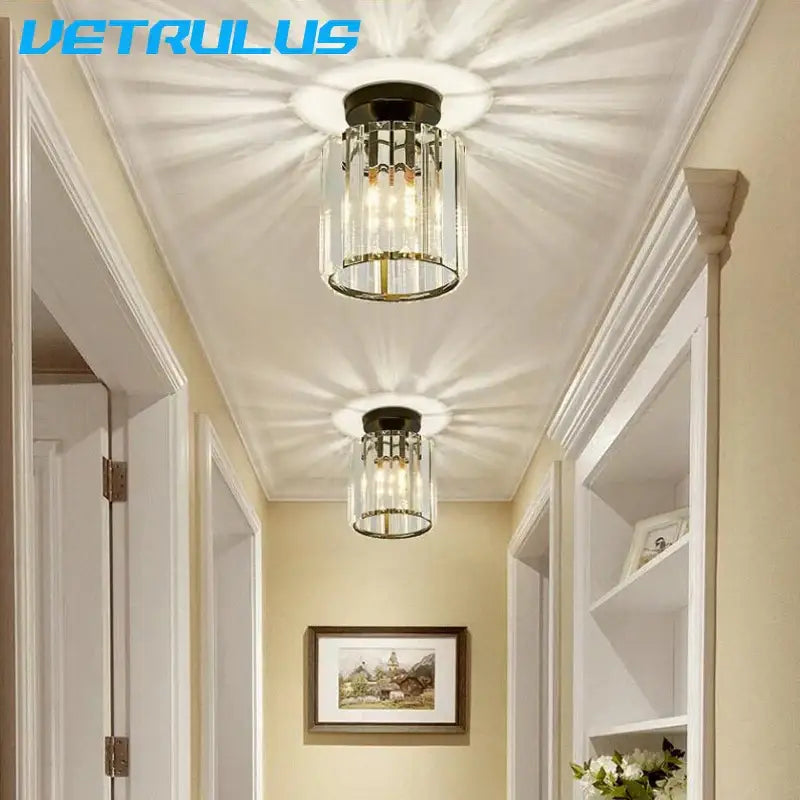Modern black & clear crystal led ceiling light bedroom chandelier