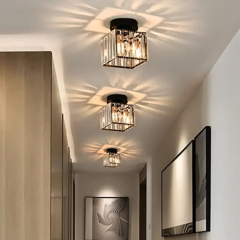 Modern black & clear crystal led ceiling light bedroom chandelier