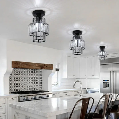 Modern black & clear crystal led ceiling light bedroom chandelier