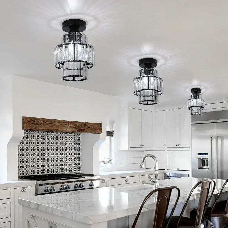Modern black & clear crystal led ceiling light bedroom chandelier