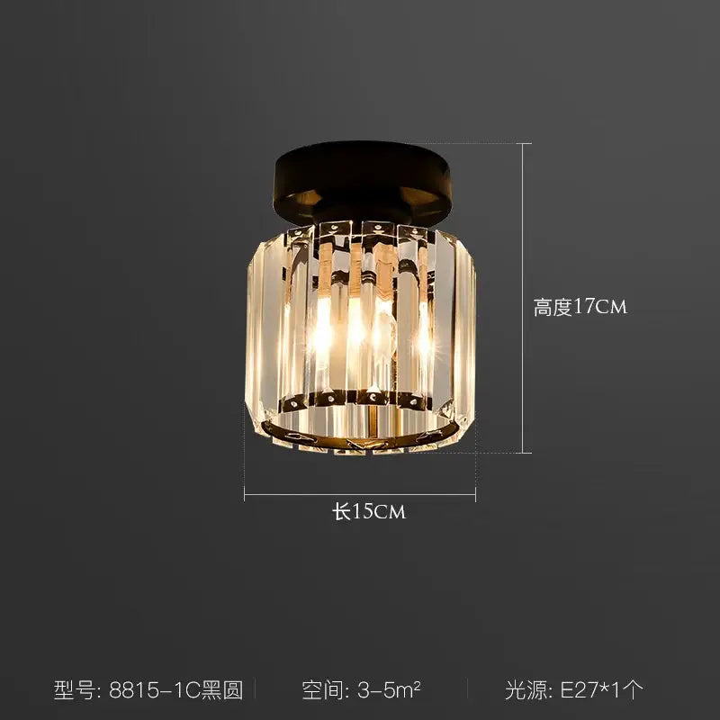 Modern black & clear crystal led ceiling light bedroom chandelier