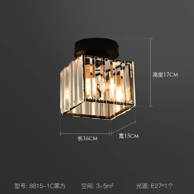 Modern black & clear crystal led ceiling light bedroom chandelier