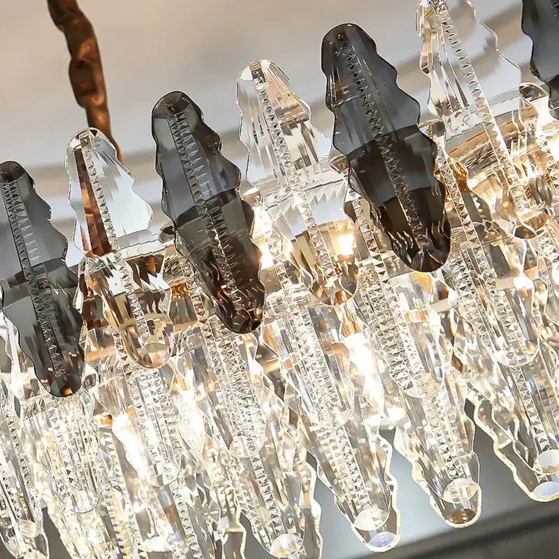 Modern black & clear diamond crystal chandelier living room pendant lamp