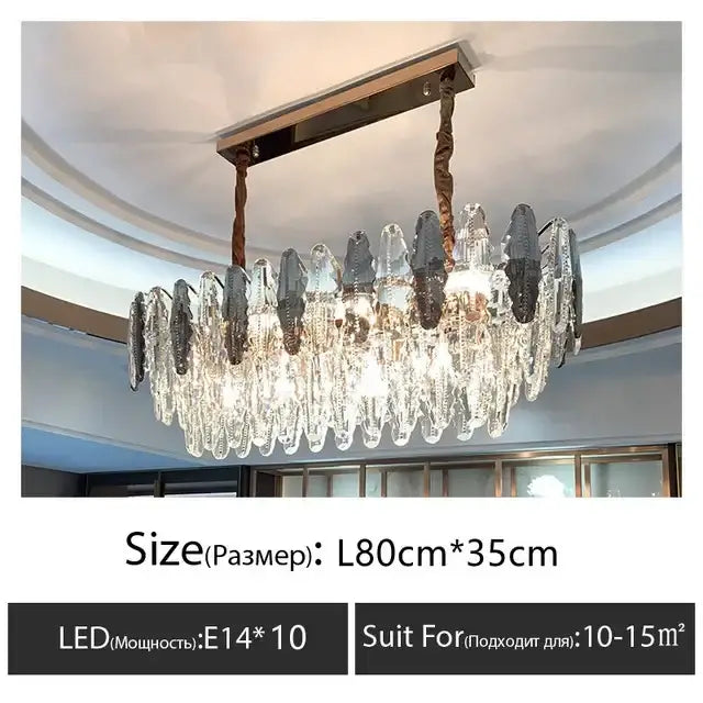 Modern black & clear diamond crystal chandelier living room pendant lamp