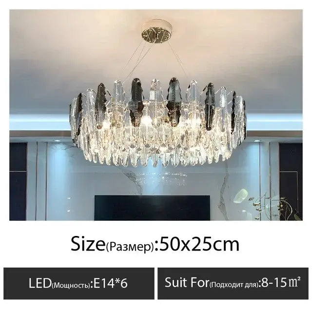 Modern black & clear diamond crystal chandelier living room pendant lamp