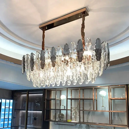 Modern black & clear diamond crystal chandelier living room pendant lamp