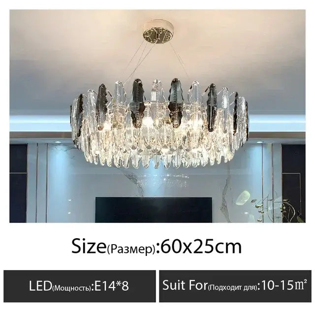 Modern black & clear diamond crystal chandelier living room pendant lamp