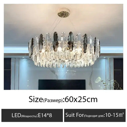 Modern black & clear diamond crystal chandelier living room pendant lamp