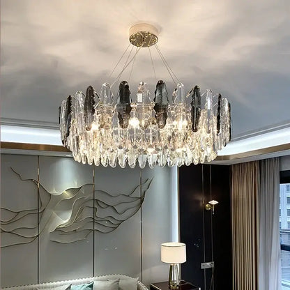 Modern black & clear diamond crystal chandelier living room pendant lamp