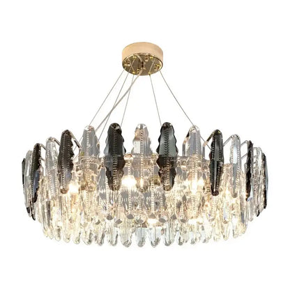 Modern black & clear diamond crystal chandelier living room pendant lamp