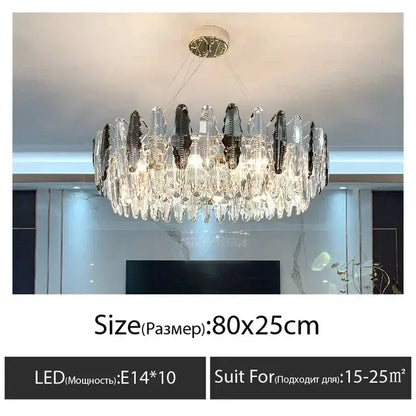 Modern black & clear diamond crystal chandelier living room pendant lamp