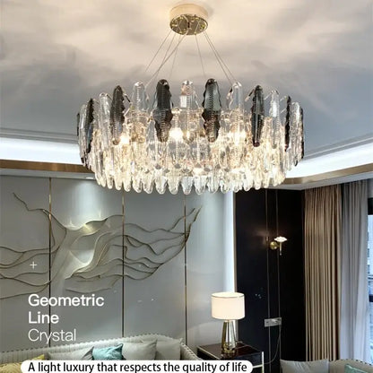 Modern black & clear diamond crystal chandelier living room pendant lamp