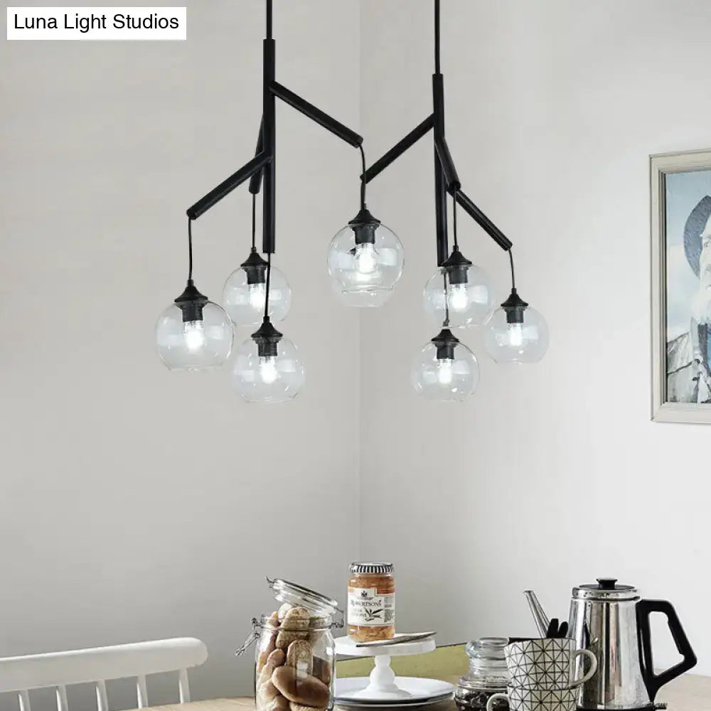Modern black clear glass island pendant light dining room 110v-120v