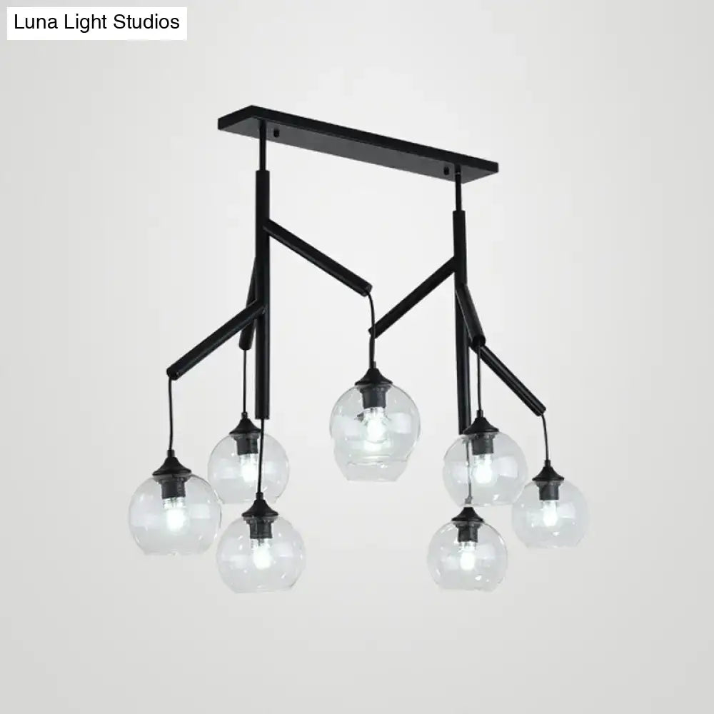 Modern black clear glass island pendant light dining room 110v-120v