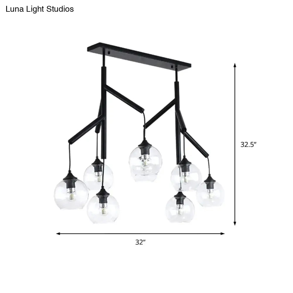 Modern black clear glass island pendant light dining room 110v-120v