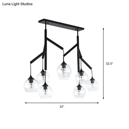 Modern black clear glass island pendant light dining room 110v-120v