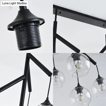 Modern black clear glass island pendant light dining room 110v-120v