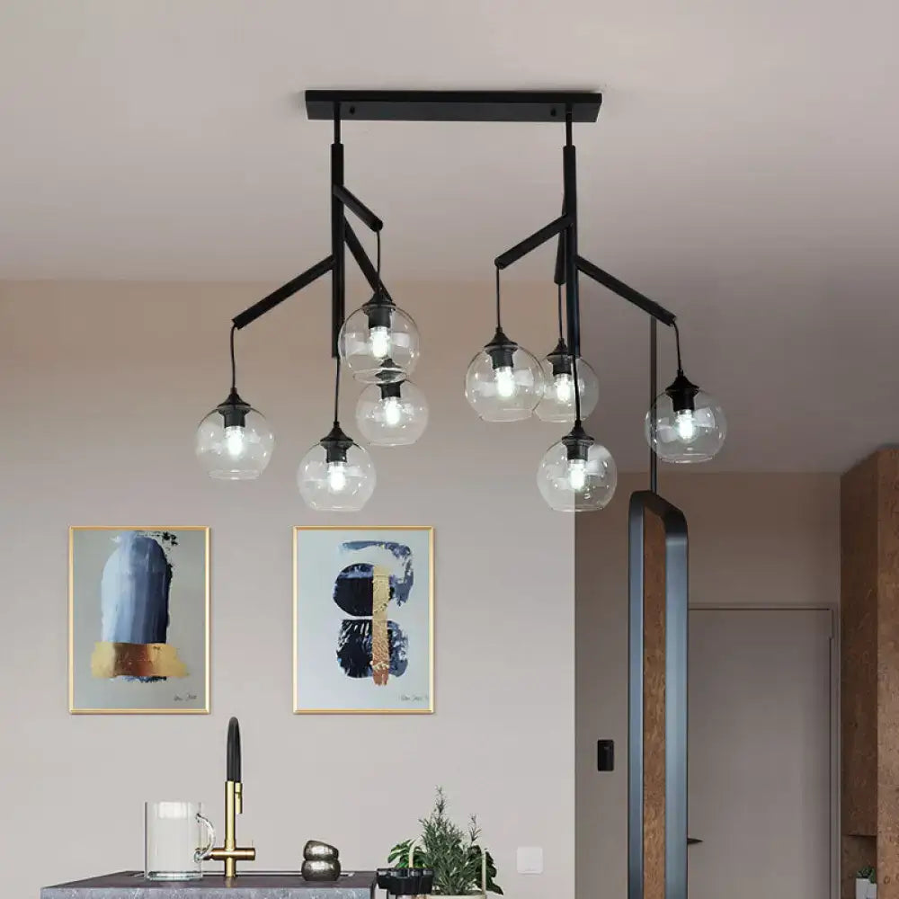 Modern black clear glass island pendant light dining room 110v-120v