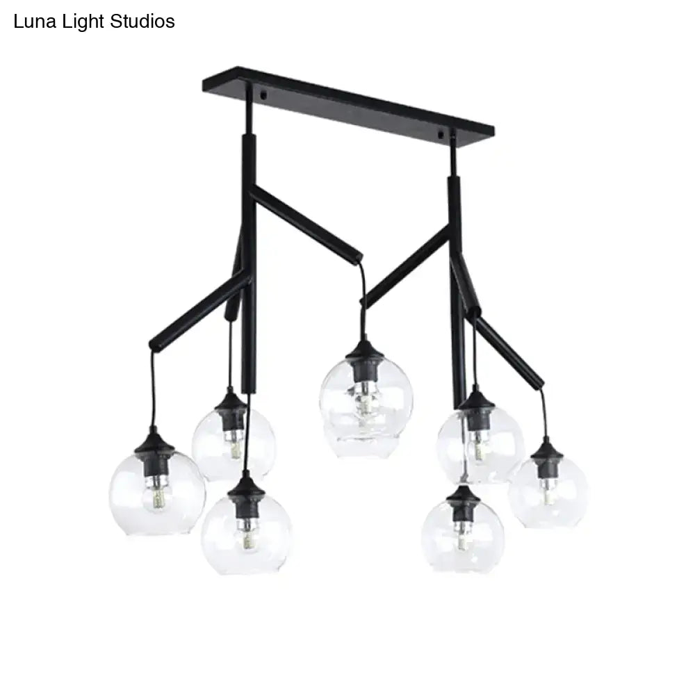 Modern black clear glass island pendant light dining room 110v-120v
