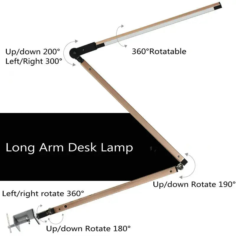 Modern black clip led desk lamp office reading light