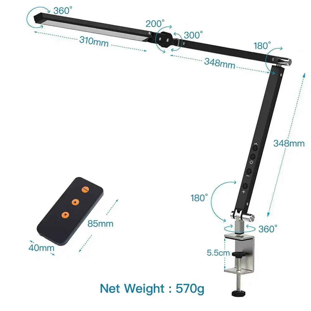 Modern black clip led desk lamp office reading light