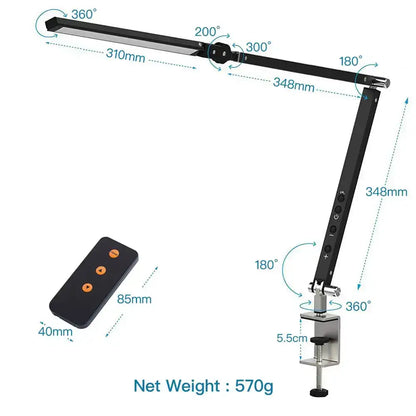 Modern black clip led desk lamp office reading light