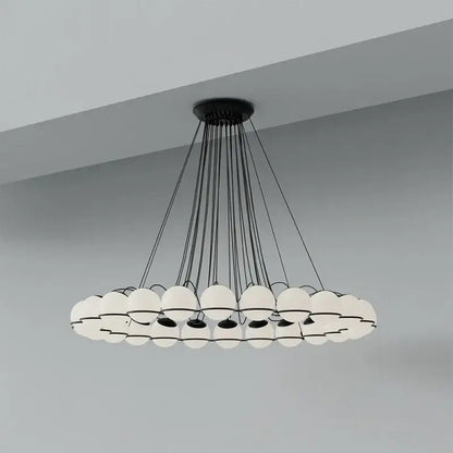 Modern black concentric chandelier with glass shade led pendant lights