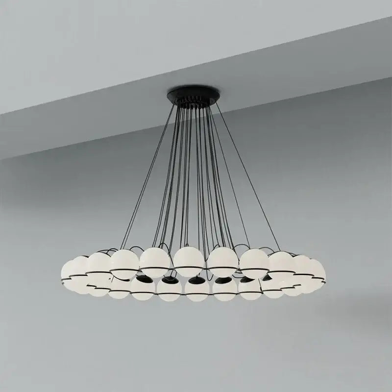 Modern black concentric chandelier with glass shade led pendant lights