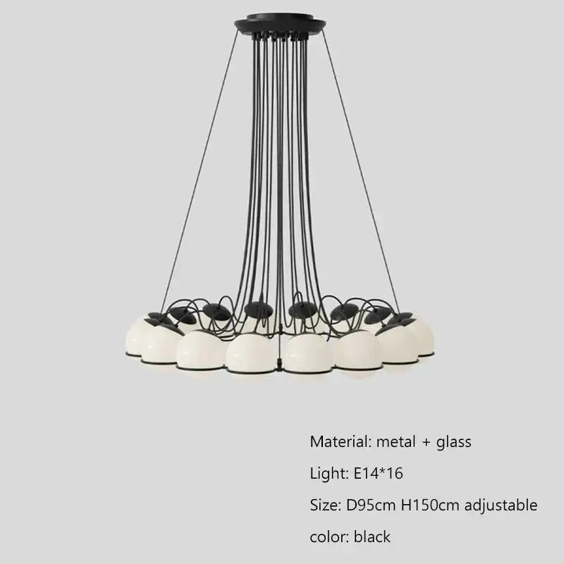 Modern black concentric chandelier with glass shade led pendant lights