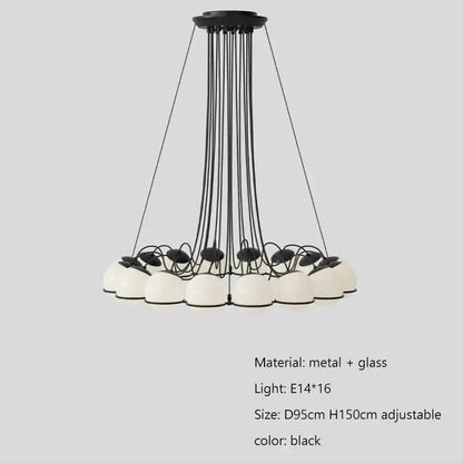 Modern black concentric chandelier with glass shade led pendant lights