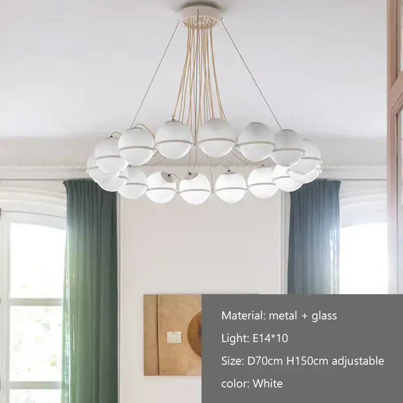 Modern black concentric chandelier with glass shade led pendant lights