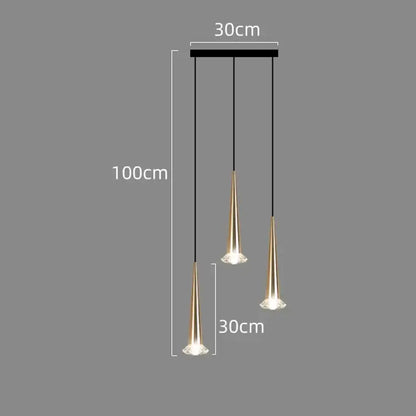 Modern black conical crystal led stair lighting fixture