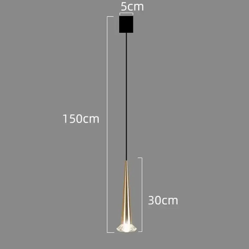 Modern black conical crystal led chandelier staircase light