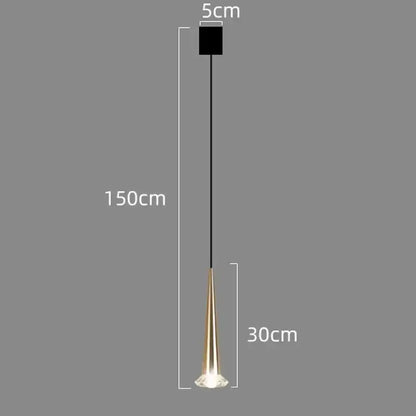 Modern black conical crystal led chandelier staircase light