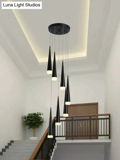 Modern black conical led pendant lamp for kitchen island
