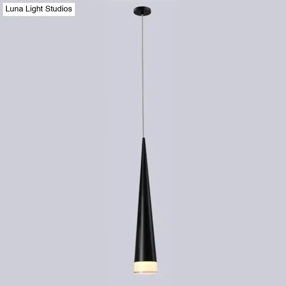 Modern black conical led pendant lamp for kitchen island