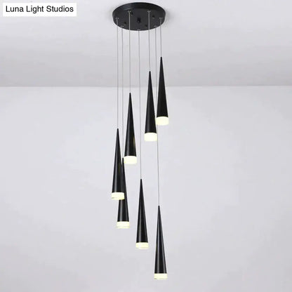 Modern black conical led pendant lamp for kitchen island