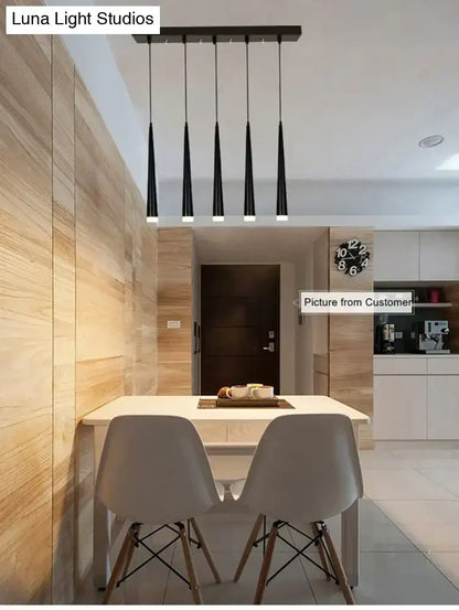 Modern black conical led pendant lamp for kitchen island