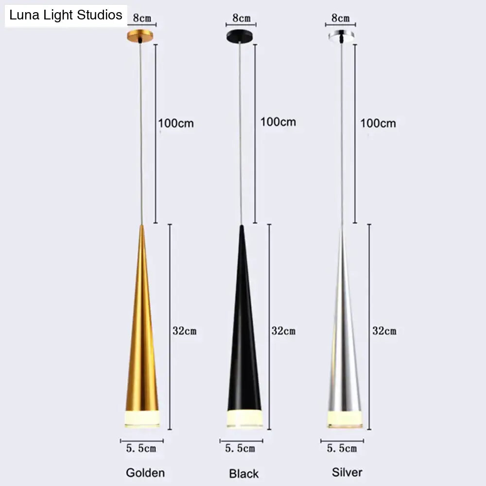 Modern black conical led pendant lamp for kitchen island