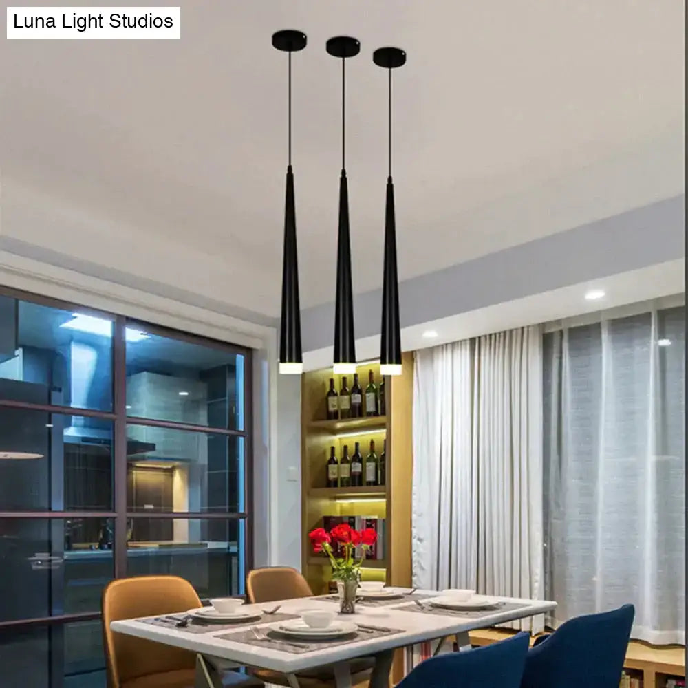 Modern black conical led pendant lamp for kitchen island