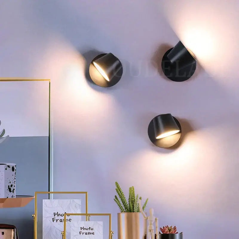 Modern black conical led wall lamp – bedroom reading light