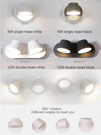 Modern black conical led wall lamp – bedroom reading light
