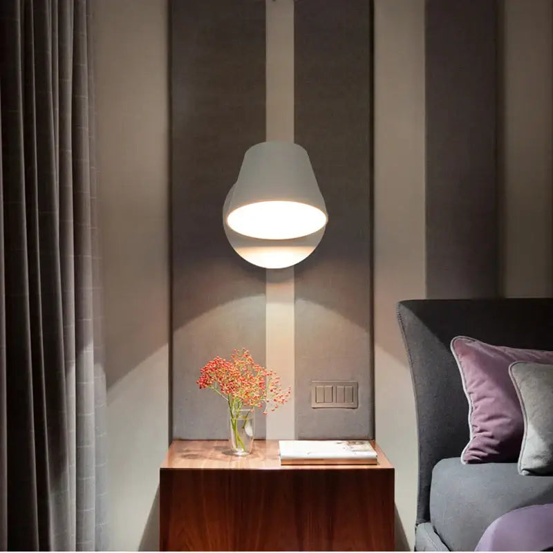 Modern black conical led wall lamp – bedroom reading light
