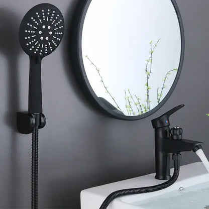 Modern black copper basin faucet with shower head bathroom mixer