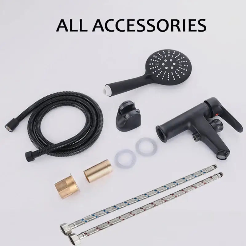 Modern black copper basin faucet with shower head bathroom mixer