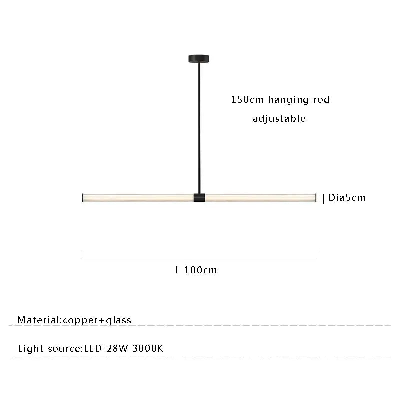 Modern black copper glass pendant dining room hanging lamp
